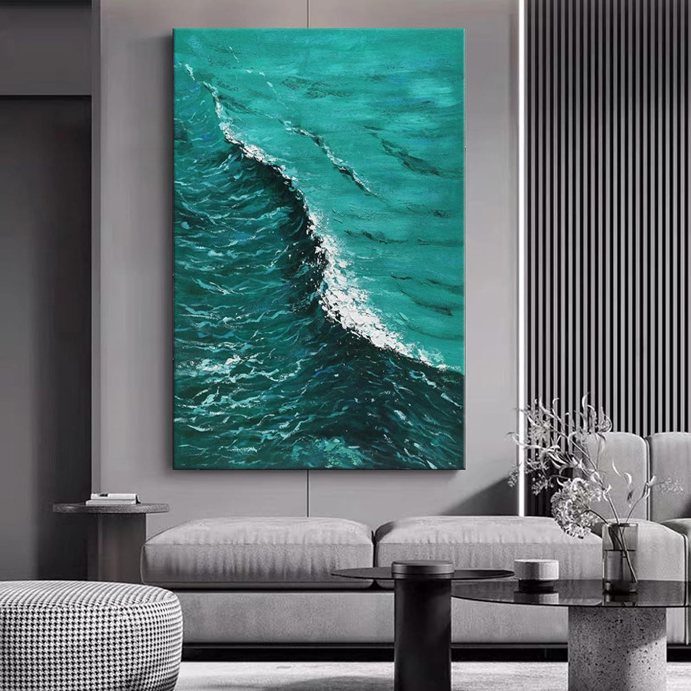 Deep Blue Seawave Landscape Oil Painting