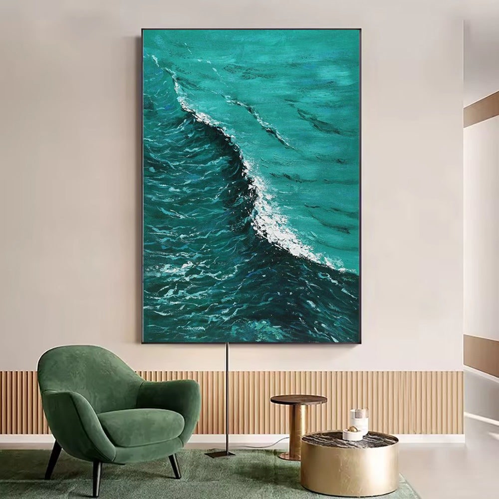 Deep Blue Seawave Landscape Oil Painting