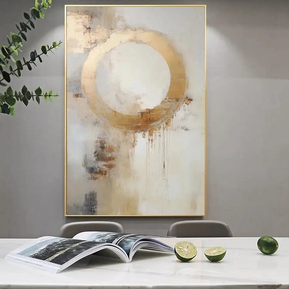 Abstract Golden Circle Oil Painting