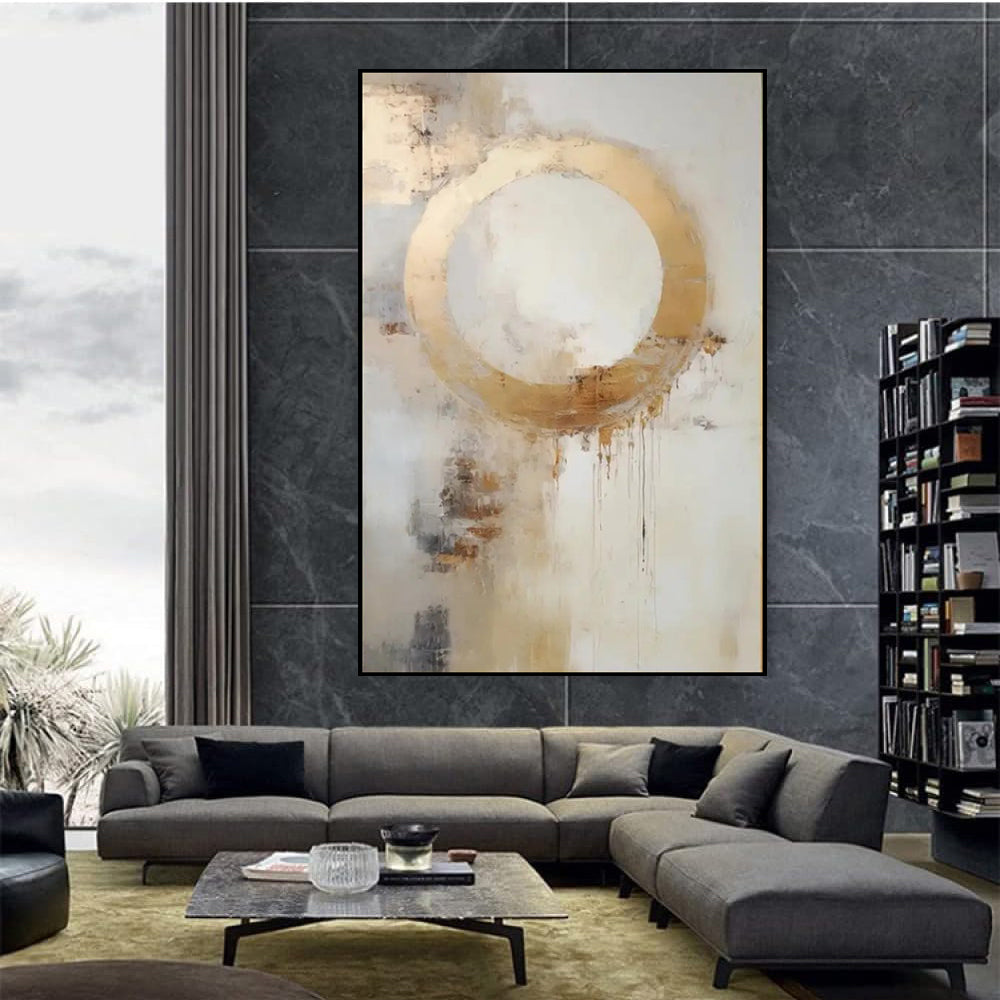 Abstract Golden Circle Oil Painting