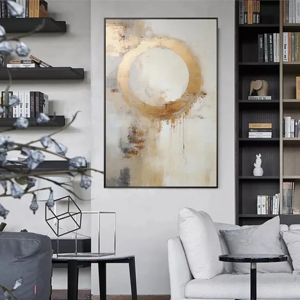 Abstract Golden Circle Oil Painting
