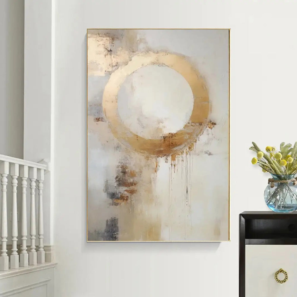 Abstract Golden Circle Oil Painting