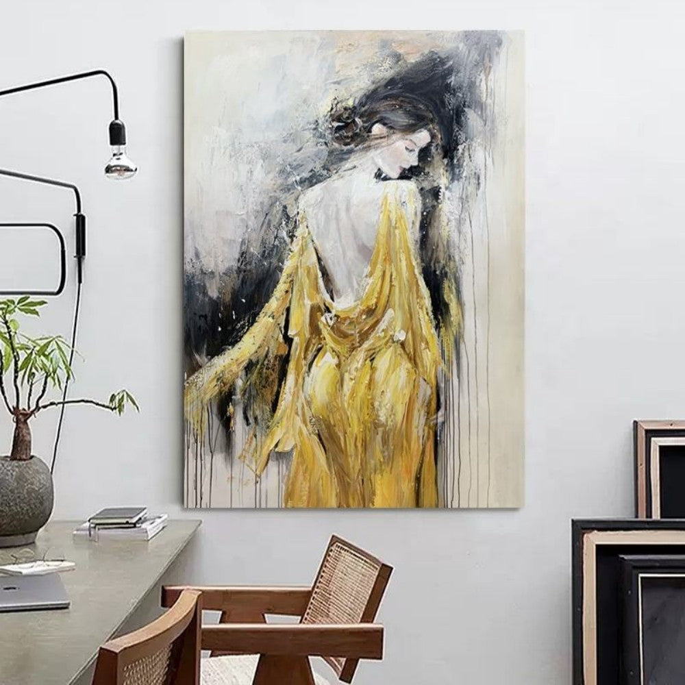 Elegant Woman Texture Oil Painting