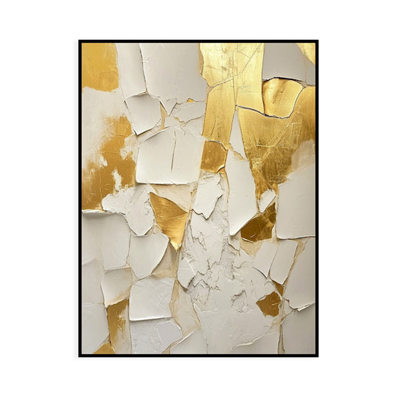 Golden White Minimalist Texture Oil Painting
