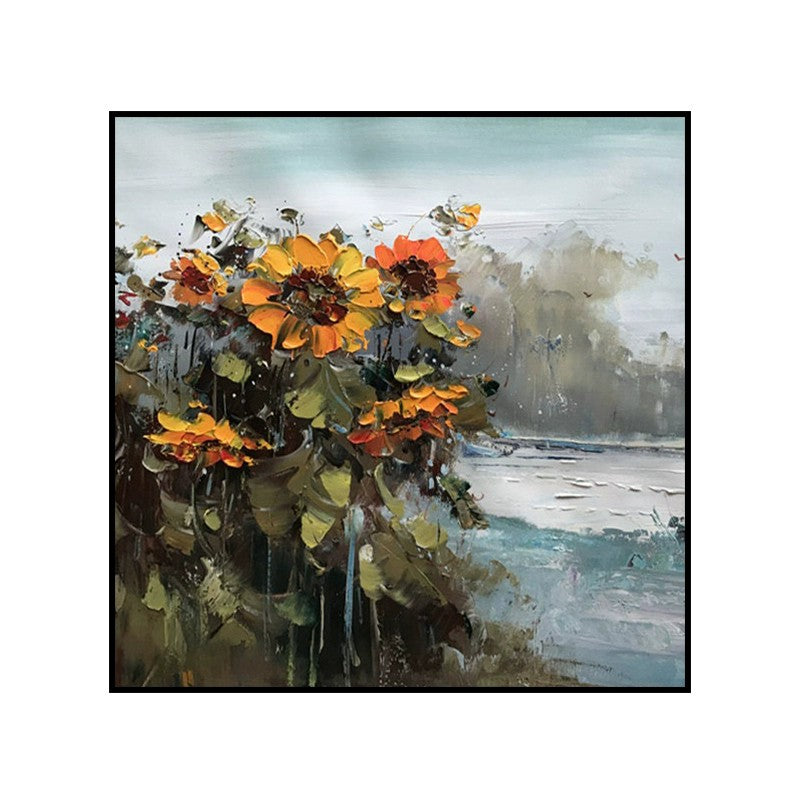 Rural Sunflower Landscape Oil Painting