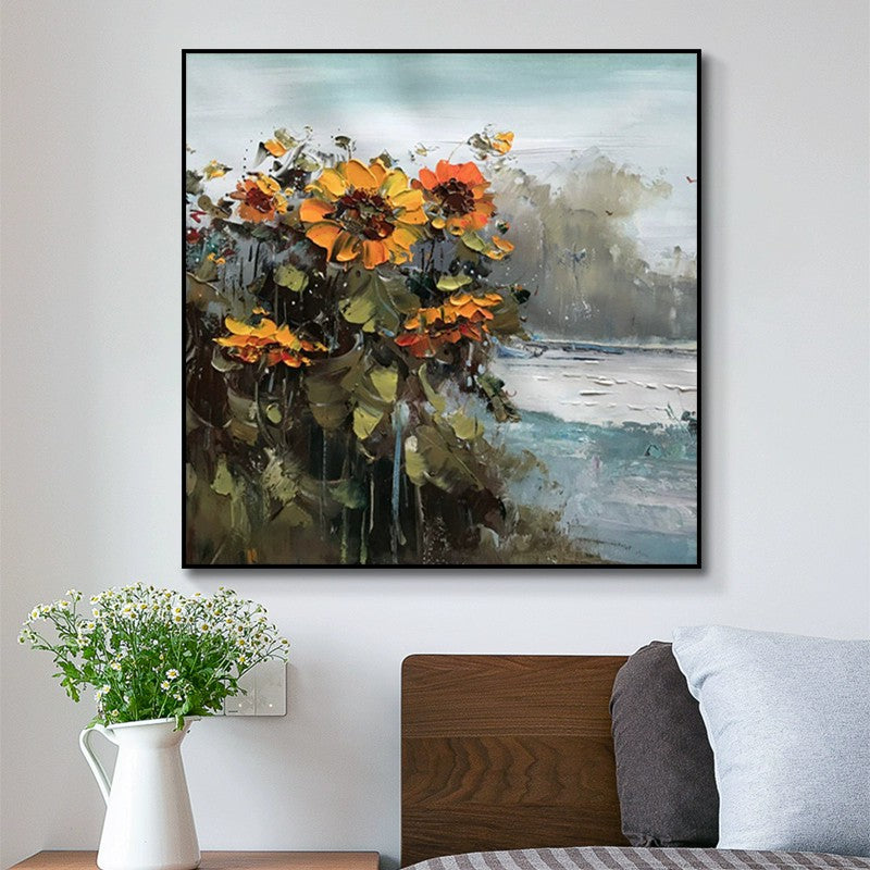 Rural Sunflower Landscape Oil Painting
