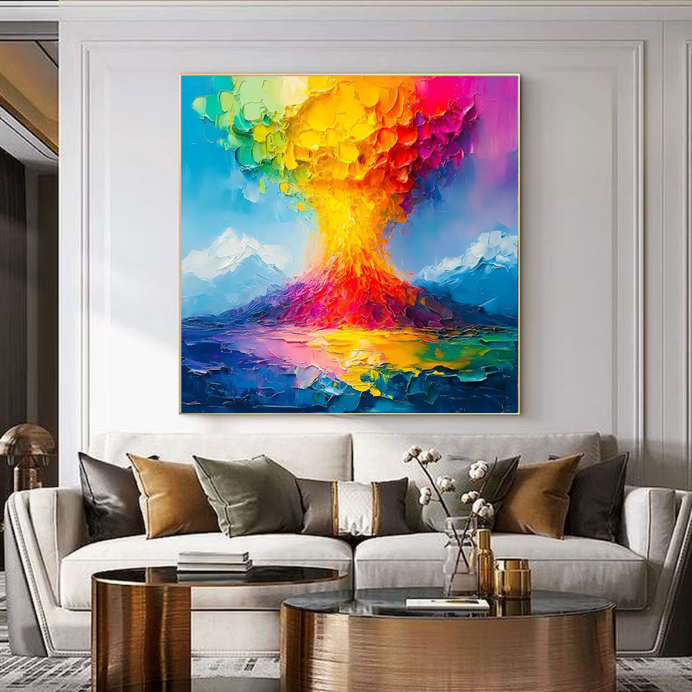 Knife Volcano Landscape Oil Painting