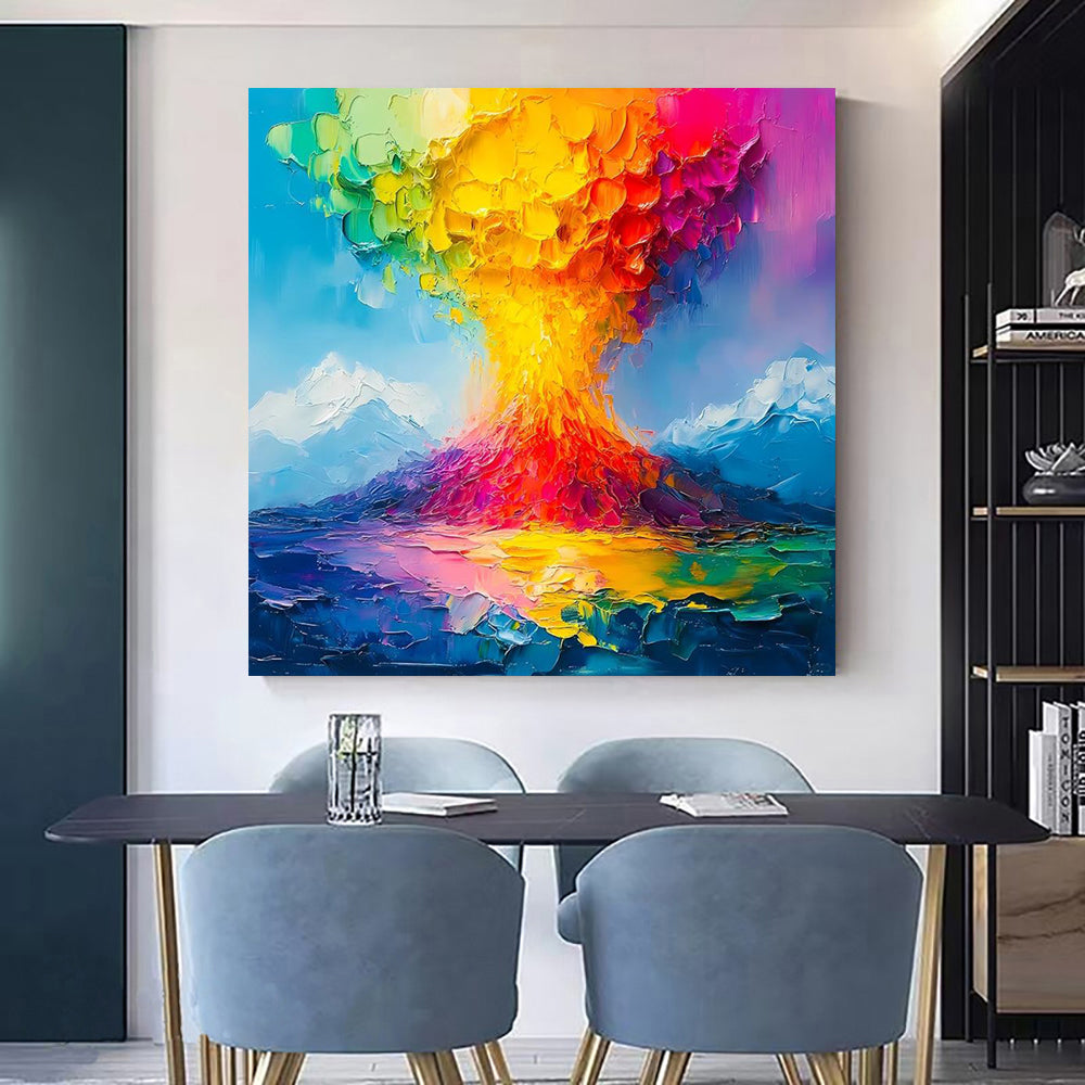 Knife Volcano Landscape Oil Painting