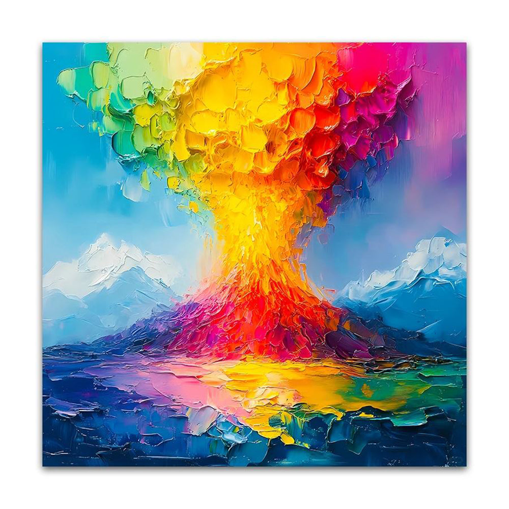 Knife Volcano Landscape Oil Painting