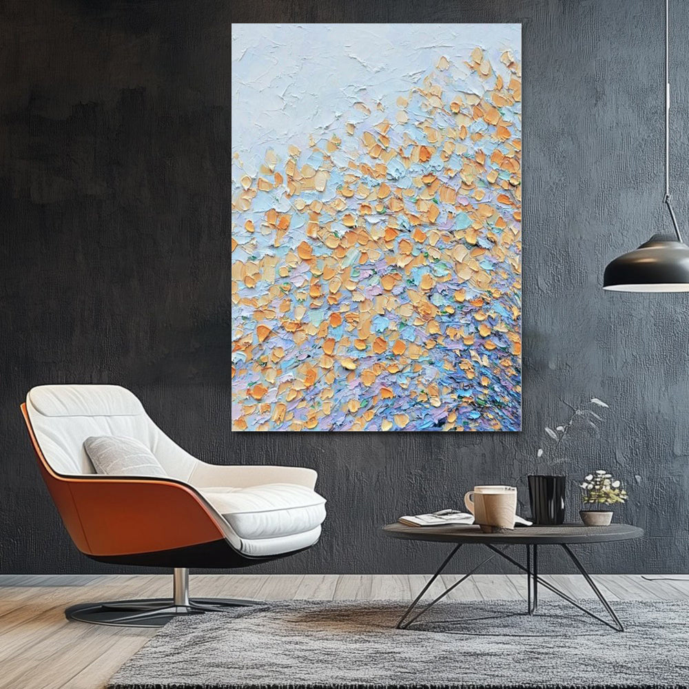 Handpainted Floral Color Block Oil Painting