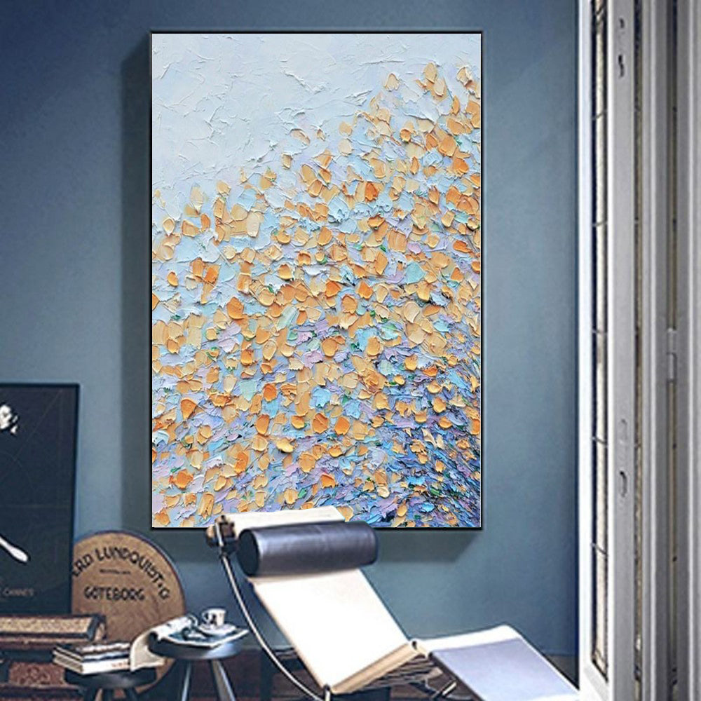 Handpainted Floral Color Block Oil Painting