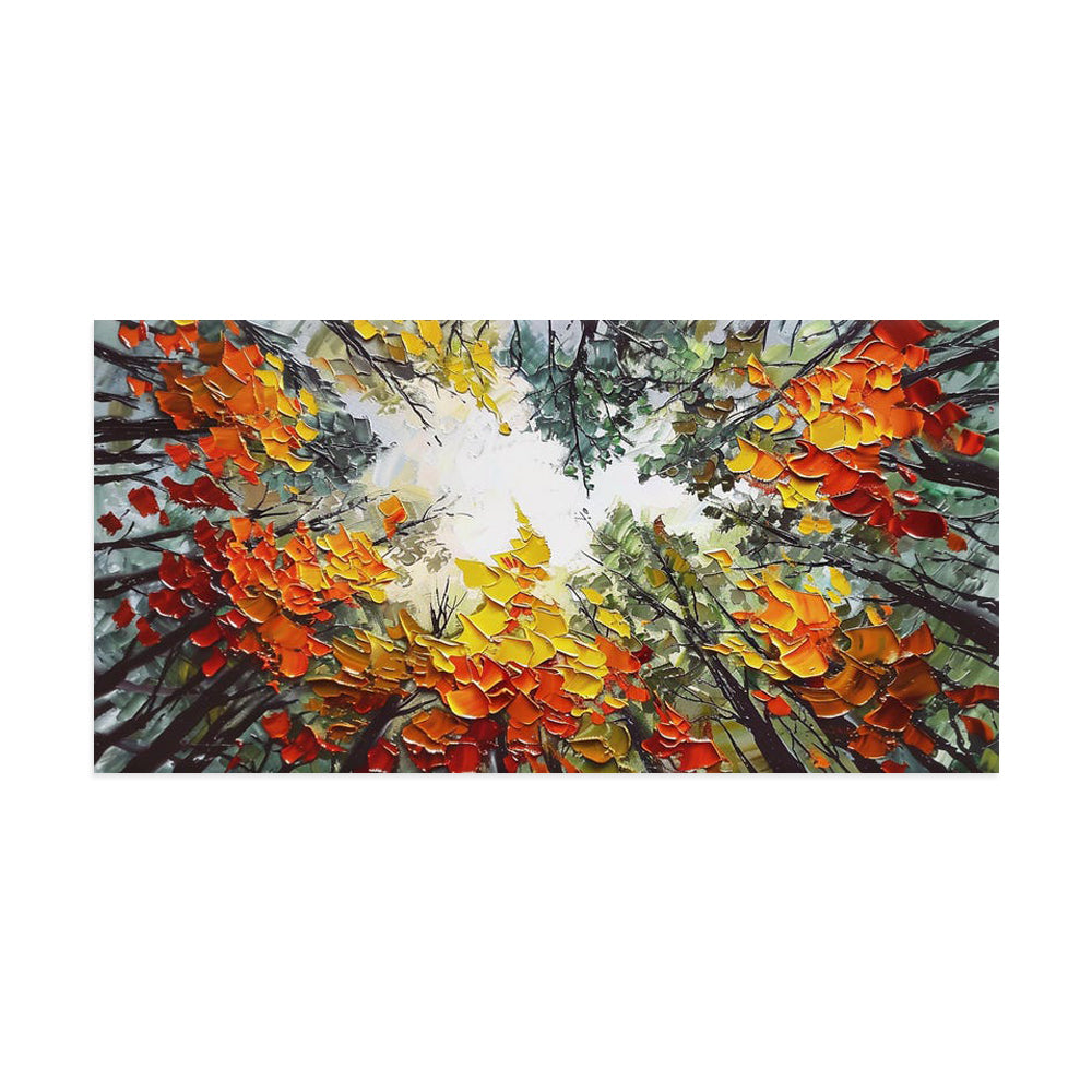 Orange Birch Forest Oil Painting