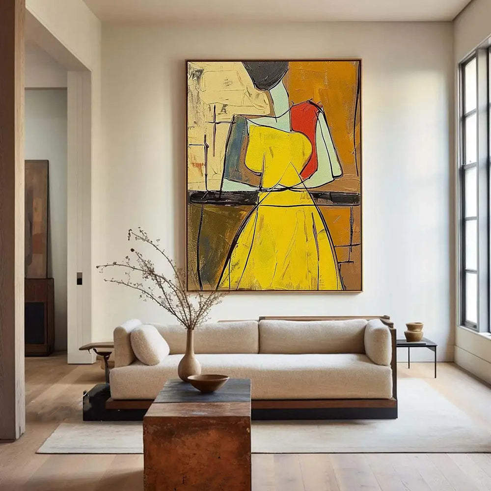 Yellow Texture Figure Oil Painting