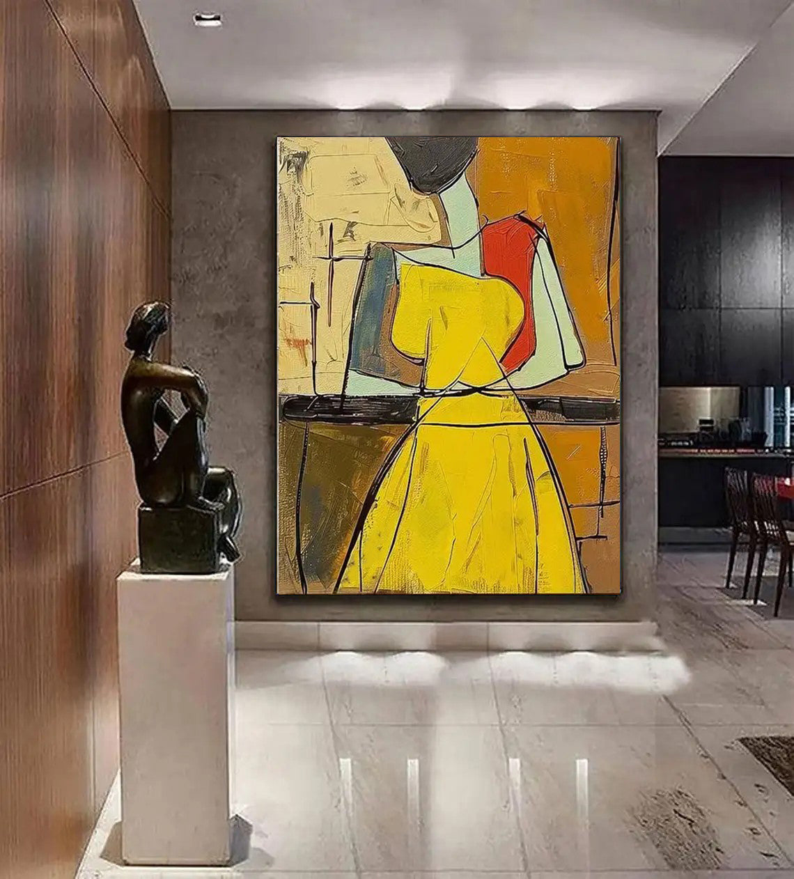 Yellow Texture Figure Oil Painting