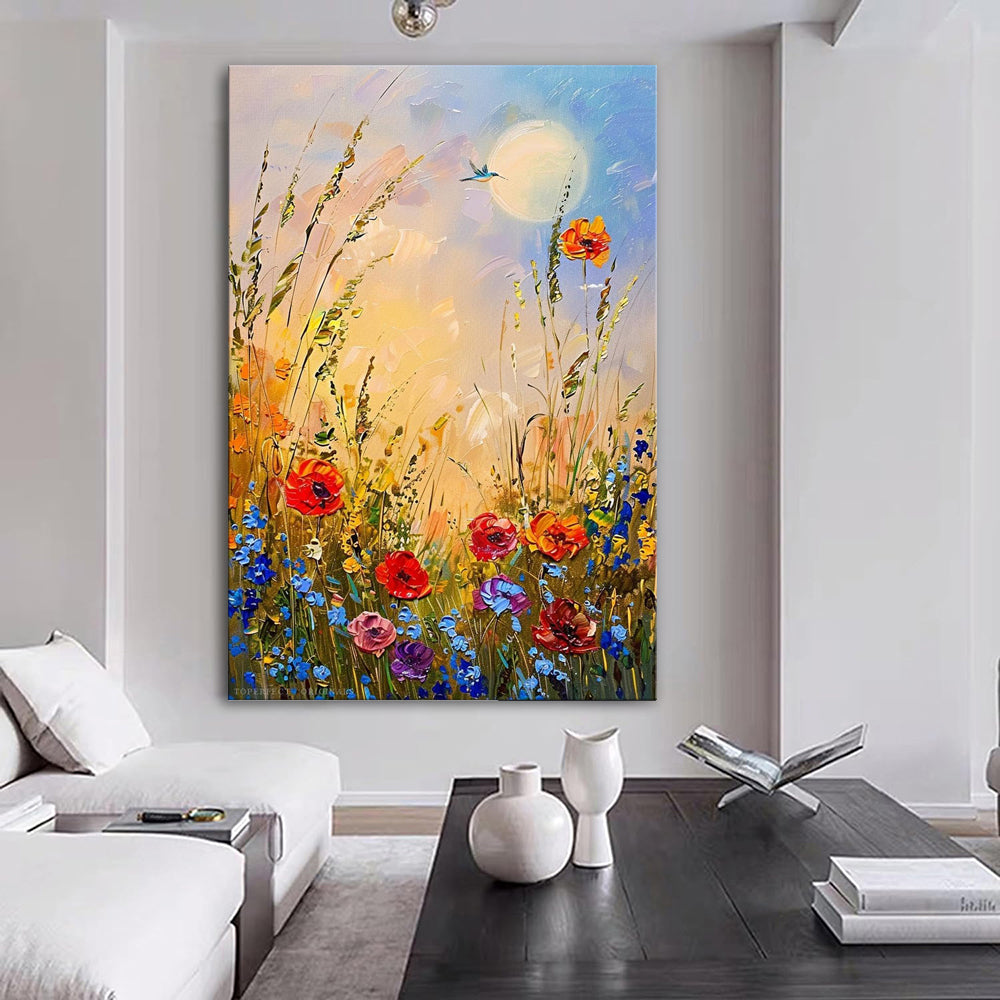 Abstract Wildflower Oil Painting