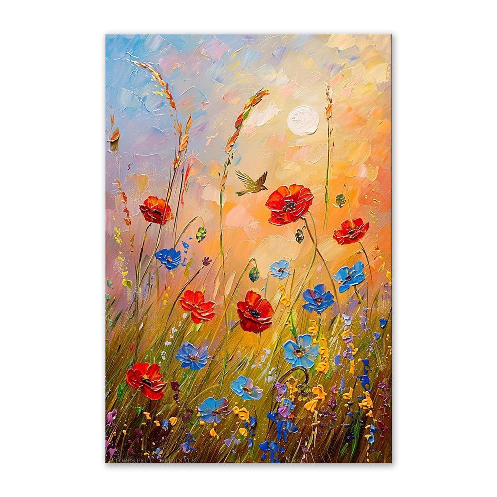 Abstract Wildflower Oil Painting