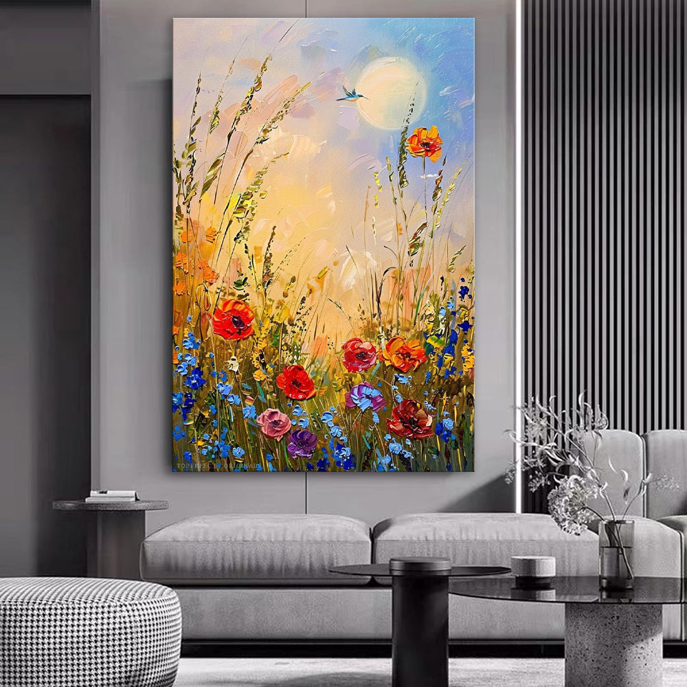 Abstract Wildflower Oil Painting