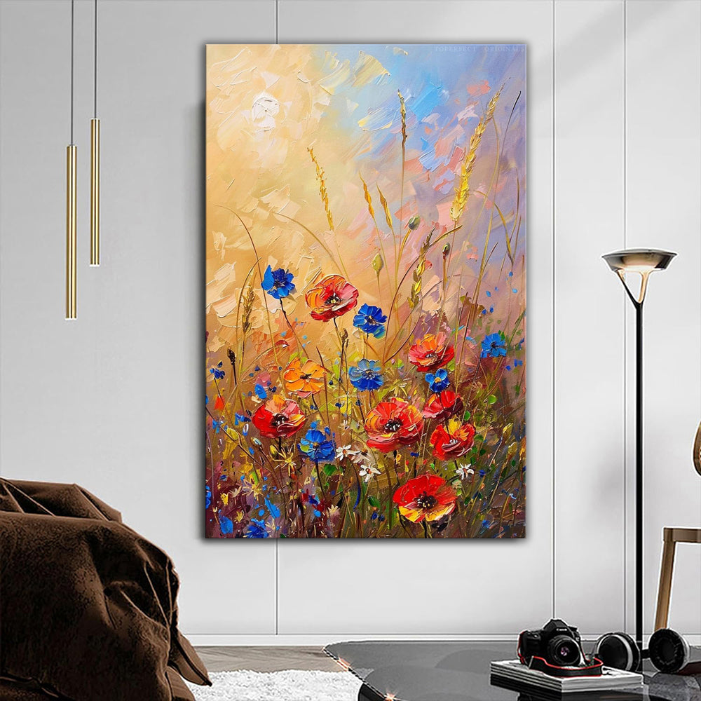 Abstract Wildflower Oil Painting