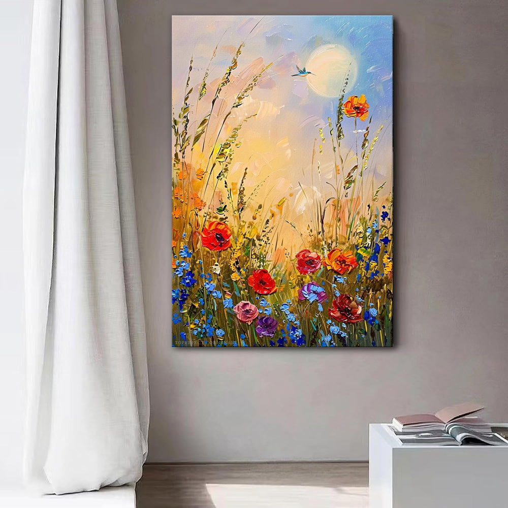 Abstract Wildflower Oil Painting