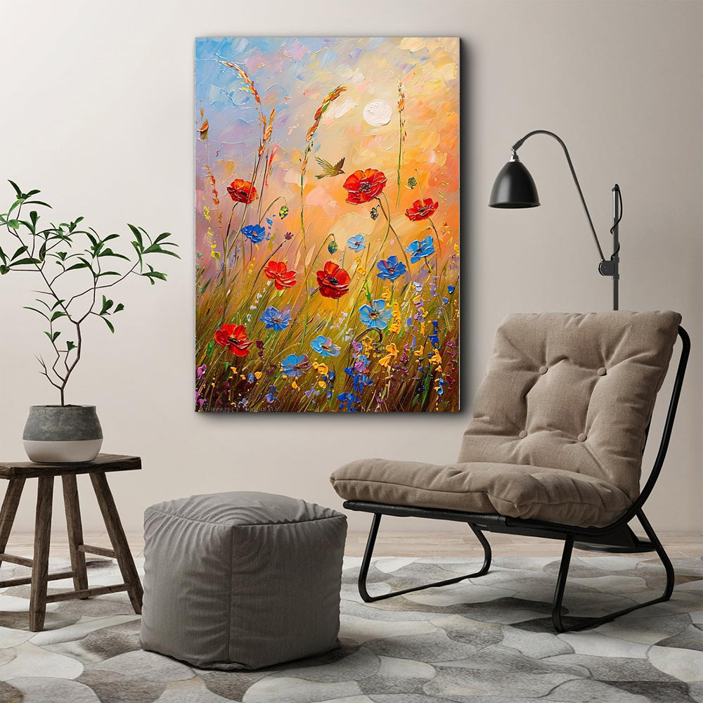 Abstract Wildflower Oil Painting