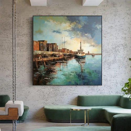 Abstract Pier Landscape Oil Painting