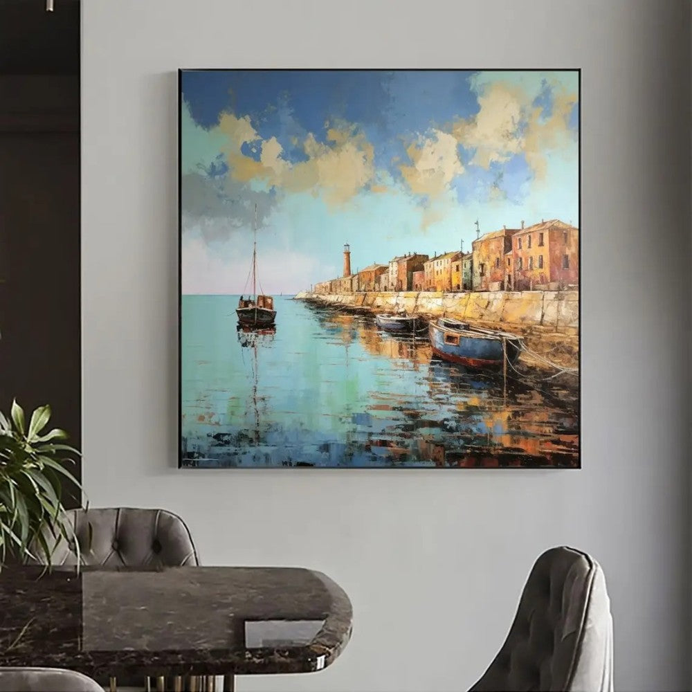 Abstract Pier Landscape Oil Painting