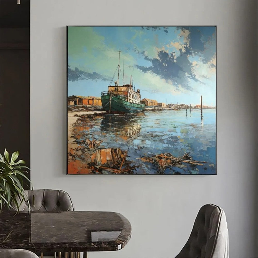 Abstract Pier Landscape Oil Painting