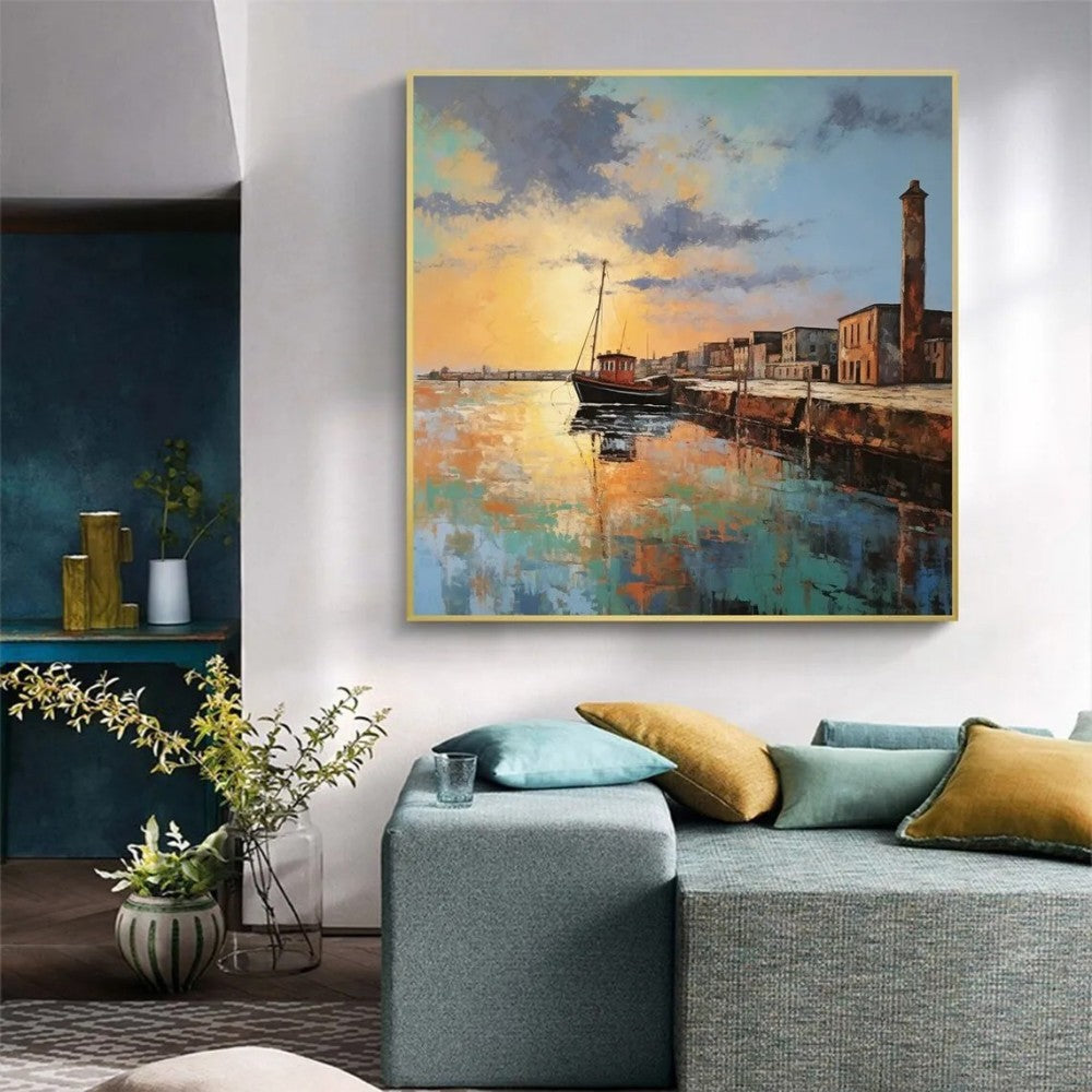 Abstract Pier Landscape Oil Painting