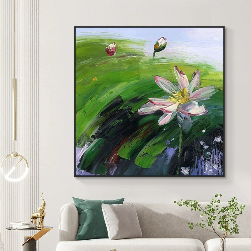 Rural Lotus Landscape Oil Painting