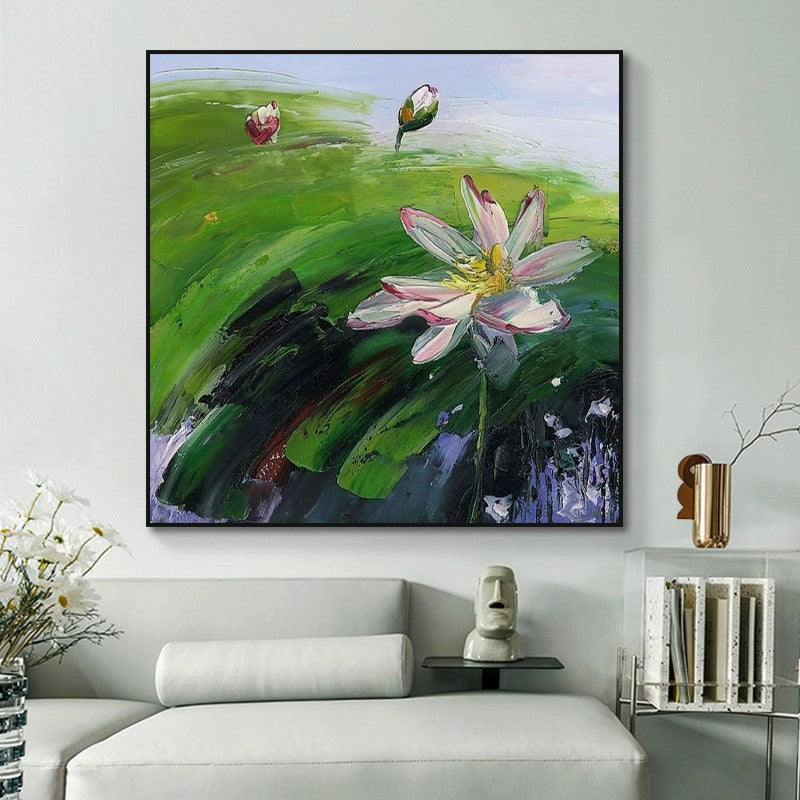 Rural Lotus Landscape Oil Painting