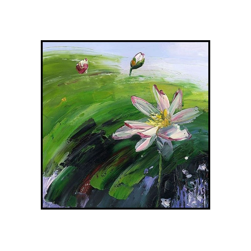 Rural Lotus Landscape Oil Painting