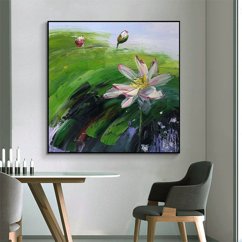 Rural Lotus Landscape Oil Painting