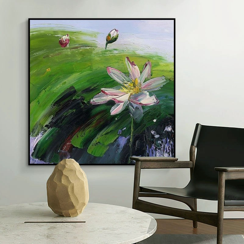 Rural Lotus Landscape Oil Painting